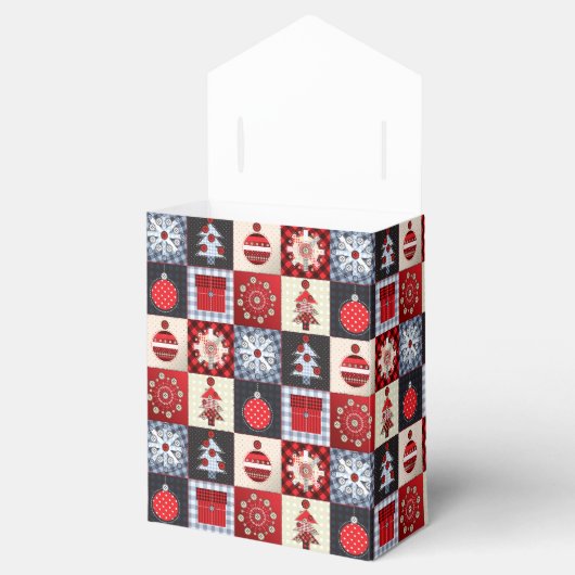 Whimsical Gingham Christmas Patchwork Quilt Geschenkschachtel (Geöffnet)