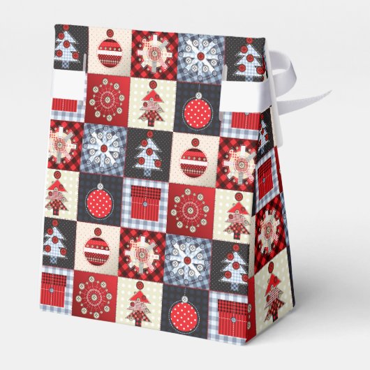 Whimsical Gingham Christmas Patchwork Quilt Geschenkschachtel (Rückseite)