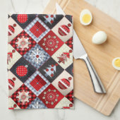 Whimsical Gingham Christmas Patchwork Quilt Handtuch (Viertel Falte)
