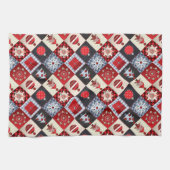 Whimsical Gingham Christmas Patchwork Quilt Handtuch (Horizontal)
