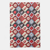 Whimsical Gingham Christmas Patchwork Quilt Handtuch (Vertikal)