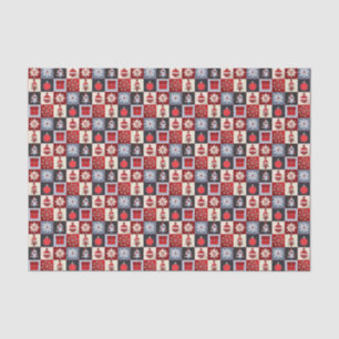 Whimsical Gingham Christmas Patchwork Quilt Seidenpapier
