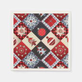 Whimsical Gingham Christmas Patchwork Quilt Serviette (Vorderseite)