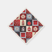 Whimsical Gingham Christmas Patchwork Quilt Serviette (Ecke)
