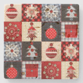 Whimsical Gingham Christmas Patchwork Quilt Steinuntersetzer (Vorderseite)