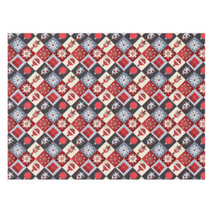 Whimsical Gingham Christmas Patchwork Quilt Tischdecke
