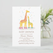 Whimsical Giraffe Baby Dusche | Farbenfrohe Regent Einladung (Stehend Vorderseite)