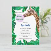 Whimsical Giraffe Blasen Blubble Gum Baby Dusche Einladung (Stehend Vorderseite)