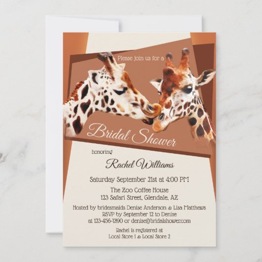 Whimsical Giraffe Bridal Dusche Einladung (Rückseite)