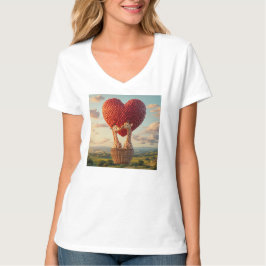 Whimsical Giraffe Couple Hot Air Ballon T - Shirt 