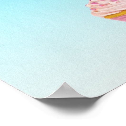 Whimsical Giraffe, Cupcake & Rainbow Poster (Ecke)