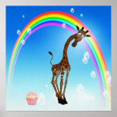 Whimsical Giraffe, Cupcake & Rainbow Poster (Vorne)