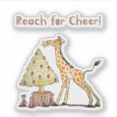 Whimsical Giraffe Holiday Tree Drawing Aufkleber (Vorderseite)
