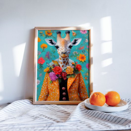 Whimsical Giraffe in lebendiger, floraler Dekoupag Seidenpapier