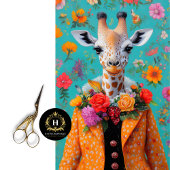 Whimsical Giraffe in lebendiger, floraler Dekoupag Seidenpapier