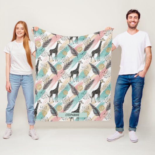 Whimsical Giraffe Polka Dot Pattern - Pastel Fleecedecke (Beispiel)