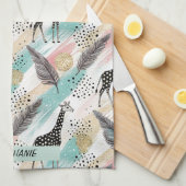 Whimsical Giraffe Polka Dot Pattern - Pastel Geschirrtuch (Viertel Falte)