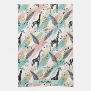 Whimsical Giraffe Polka Dot Pattern - Pastel Geschirrtuch