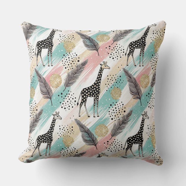 Whimsical Giraffe Polka Dot Pattern - Pastel Kissen (Vorderseite)