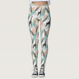 Whimsical Giraffe Polka Dot Pattern - Pastel Leggings
