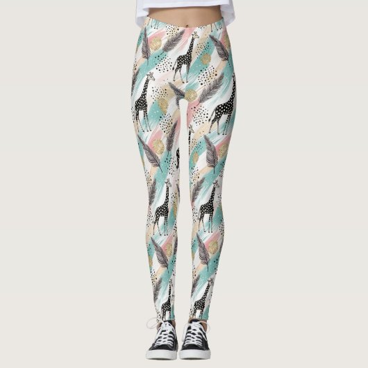 Whimsical Giraffe Polka Dot Pattern - Pastel Leggings (Vorderseite)