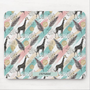 Whimsical Giraffe Polka Dot Pattern - Pastel Mousepad