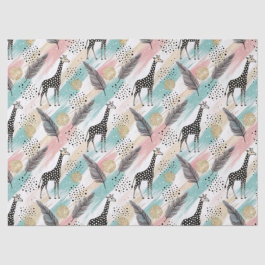 Whimsical Giraffe Polka Dot Pattern - Pastel Seidenpapier (Vorderseite)