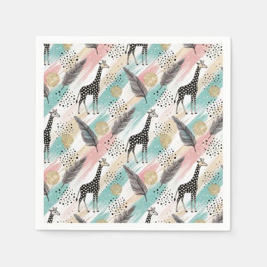 Whimsical Giraffe Polka Dot Pattern - Pastel Serviette (Vorderseite)