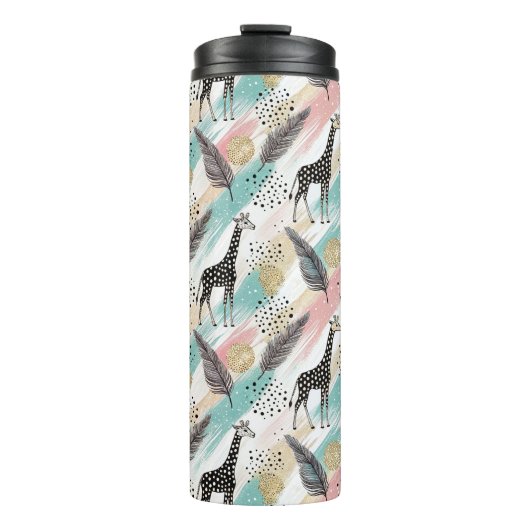 Whimsical Giraffe Polka Dot Pattern - Pastel Thermosbecher (Vorderseite)