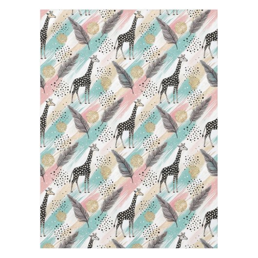 Whimsical Giraffe Polka Dot Pattern - Pastel Tischdecke (Vorderseite)