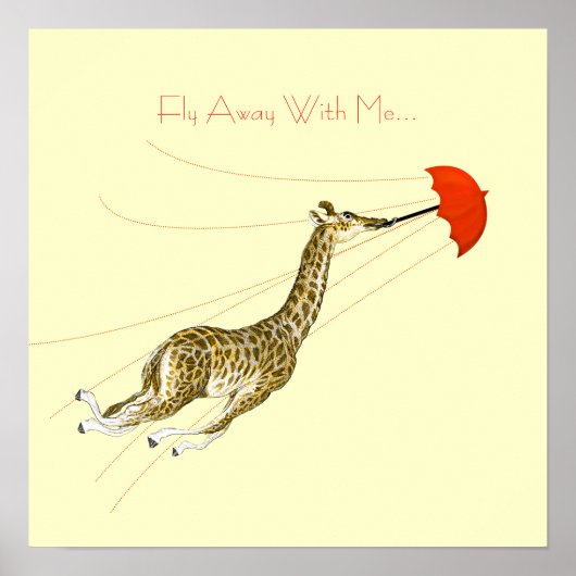 Whimsical Giraffe Regenschirm fliegt mit meinem Po Poster (Vorne)