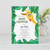 Whimsical Giraffe Safari Baby Dusche Einladung (Stehend Vorderseite)