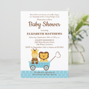 Whimsical Giraffe und Lion Baby Shower Einladung