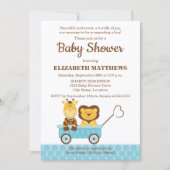 Whimsical Giraffe und Lion Baby Shower Einladung (Vorderseite)