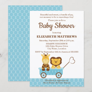 Whimsical Giraffe und Lion Baby Shower Einladung