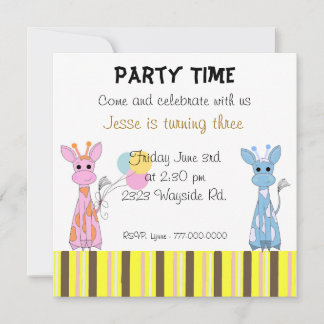 Whimsical Giraffen Geburtstagsparty Einladung