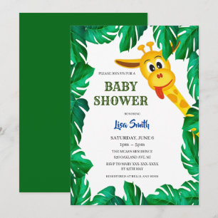 Whimsical-Giraffen-Safari-Baby-Party Einladung