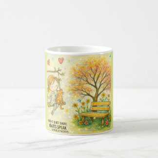 Whimsical Girl and Orange Cat Garden Mug Kaffeetasse