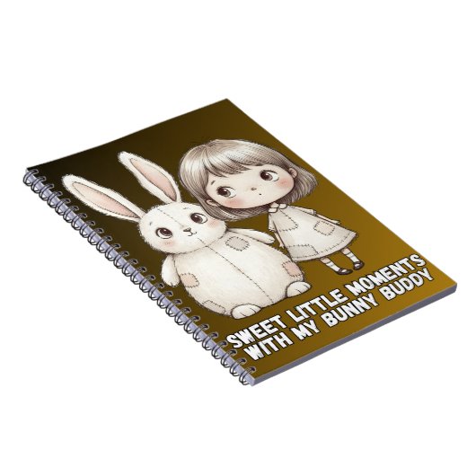 Whimsical Girl and Patchwork Bunny Notebook Notizblock (Rechte Seite)
