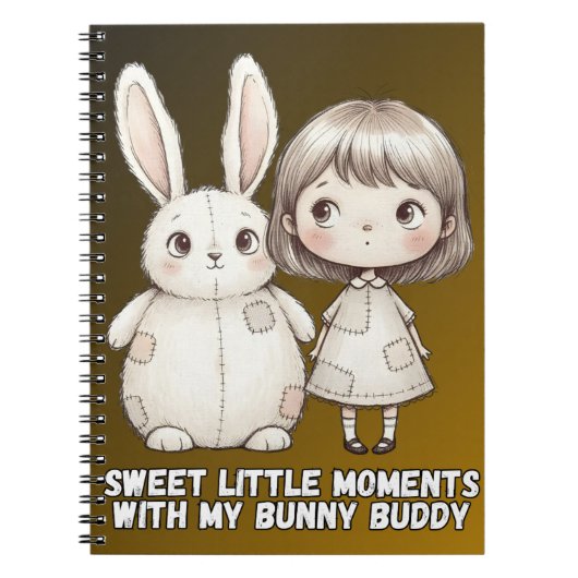 Whimsical Girl and Patchwork Bunny Notebook Notizblock (Vorderseite)