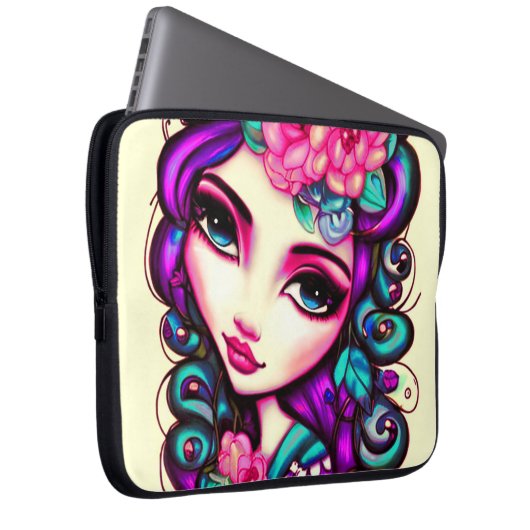 Whimsical Girl artistic Laptopschutzhülle (Vorne Rechts)
