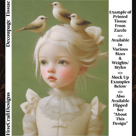 Whimsical Girl, Birds In Her Hair EV9LZ Decoupage Seidenpapier