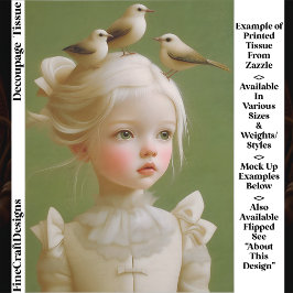 Whimsical Girl, Birds In Her Hair EV9RZ Decoupage Seidenpapier