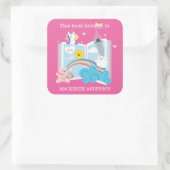 Whimsical Girl Buchzeichen Quadratischer Aufkleber (Tasche)