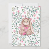 Whimsical Girl Bunny Floral Baby Dusche Einladung (Rückseite)