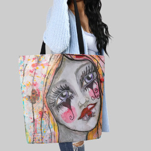 Whimsical Girl Colorful Mime Niedlich Fun Liebe He Tasche