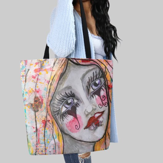 Whimsical Girl Colorful Mime Niedlich Fun Liebe He Tasche