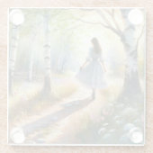Whimsical Girl Dancing Through Birch Forest Glasuntersetzer (Rückseite)