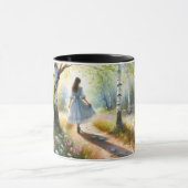 Whimsical Girl Dancing Through Birch Forest Tasse (Zentrum)