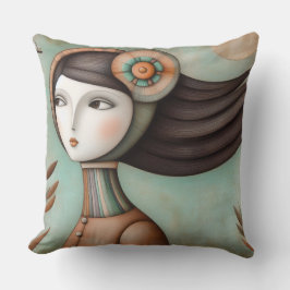 Whimsical Girl Doppelsid Square Kissen
